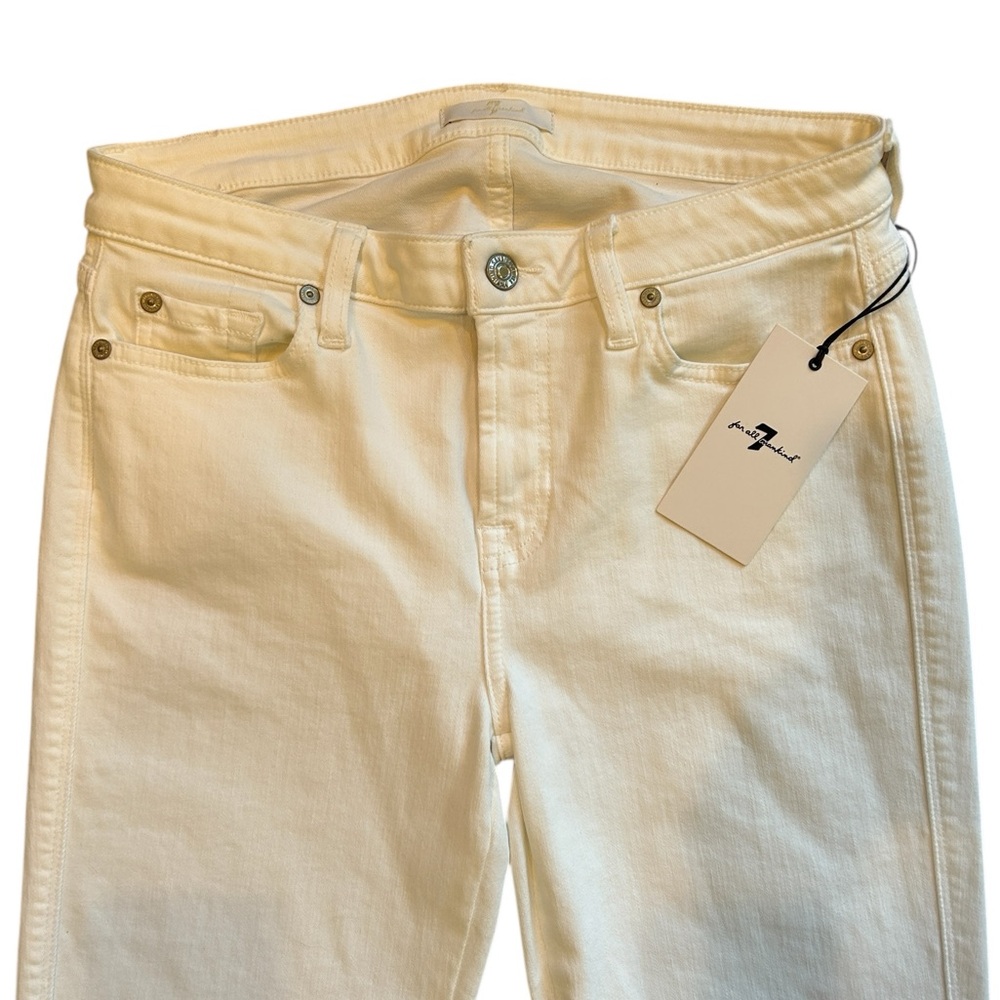 7 For All Mankind NWT White Kimmie Straight Leg Denim Jeans size women’s 29 - Picture 2 of 8